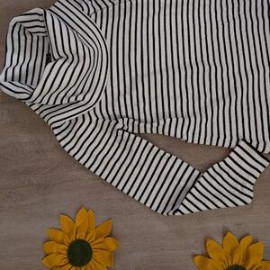 Cowl neck striped sweater